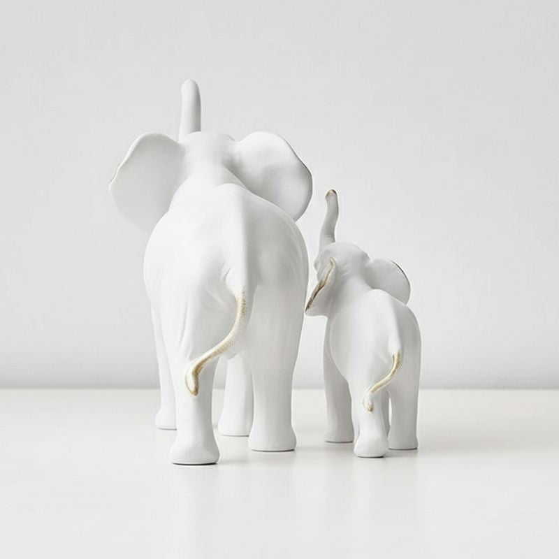 Sculpture Moderne Éléphant Parent Et Bébé Élégant