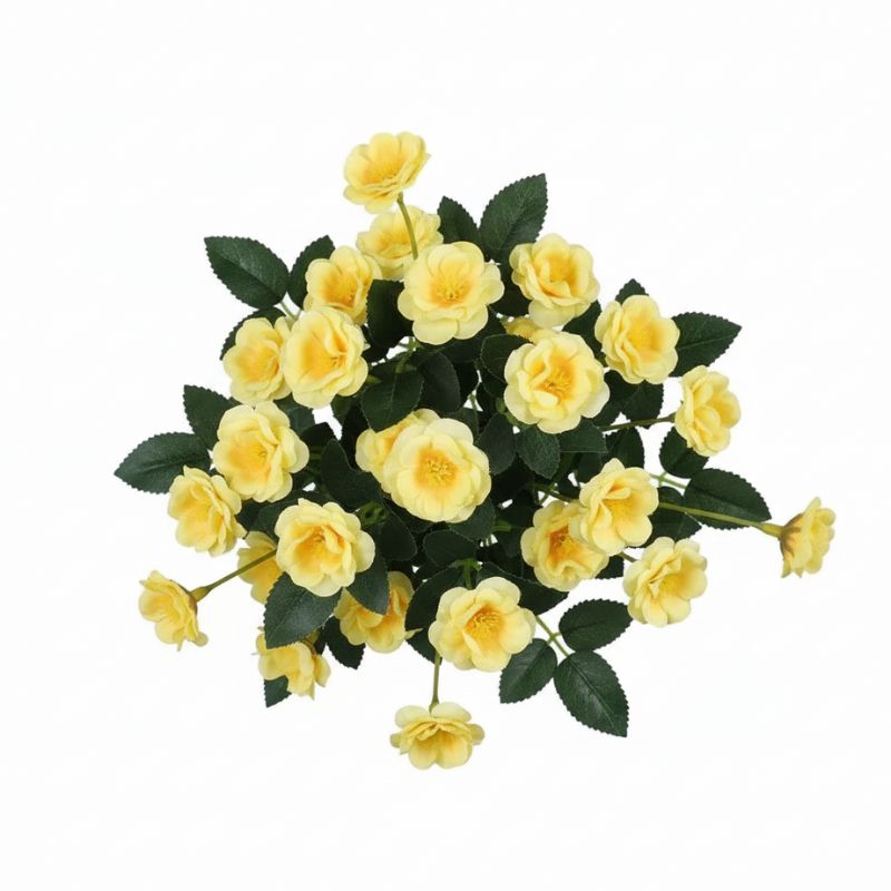 Fleur Artificielle Jaune en Branches Roses Naturelles