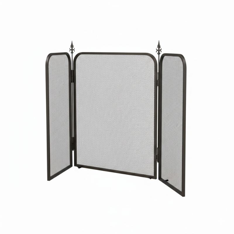 Pare Étincelles De Cheminée Avec Trois Panneaux Métalliques