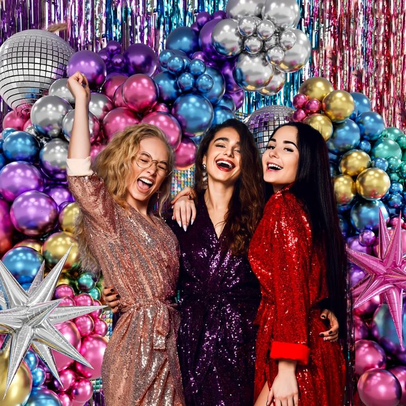 Décorations Festives Kit D’Arche De Ballons Métalliques Disco 135 Pièces