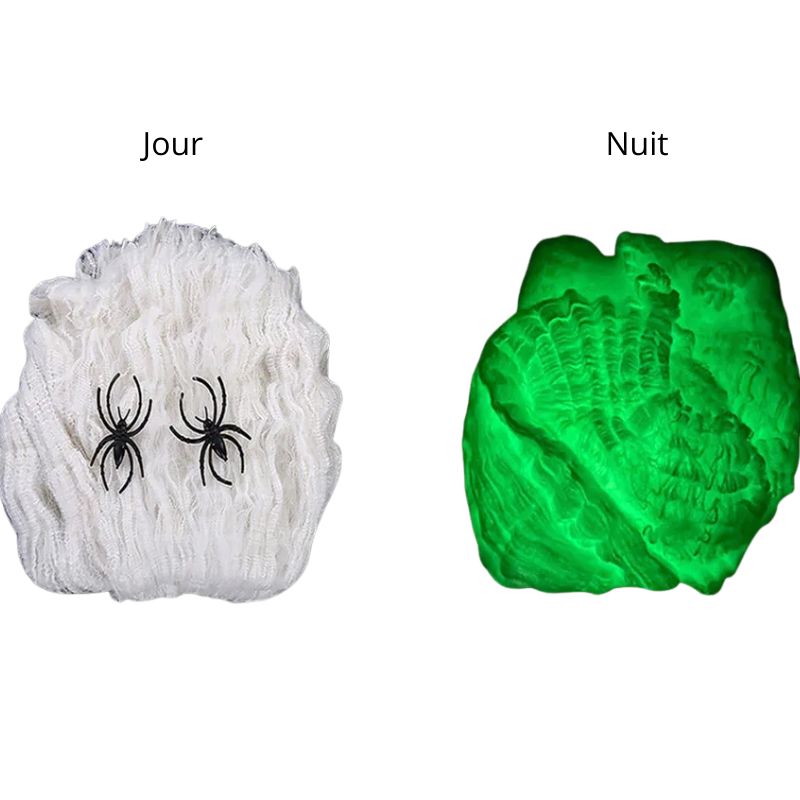 Décorations Festives Toile D’Araignée Fluorescente Verte pour Halloween