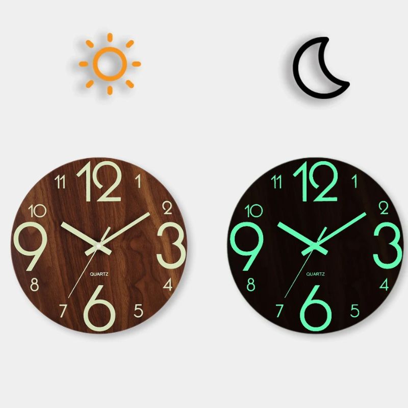 Horloge En Bois Décorative Avec Affichage Luminescent