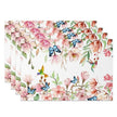 Set De Table En Lin Fleurs Délicates Et Papillons Colorés