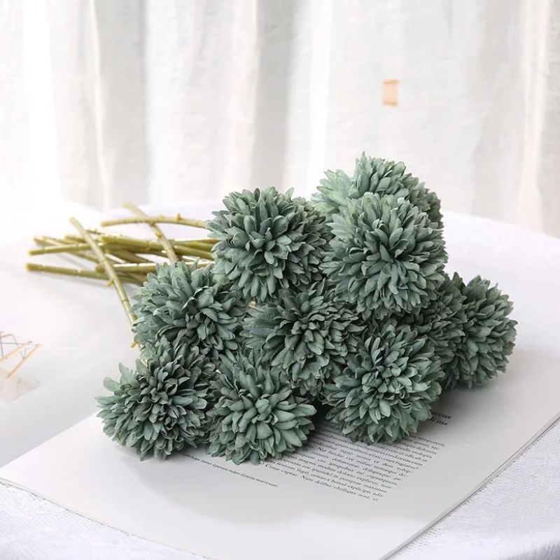Fleur Artificielle Vert Pompon Décoratif