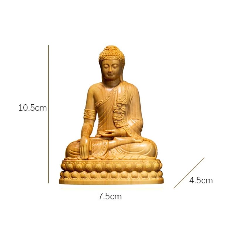 Sculpture En Bois Statue Bouddha Assis