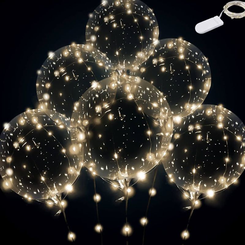 Éclairages de Salle Ballons LED Transparents Lot de 5