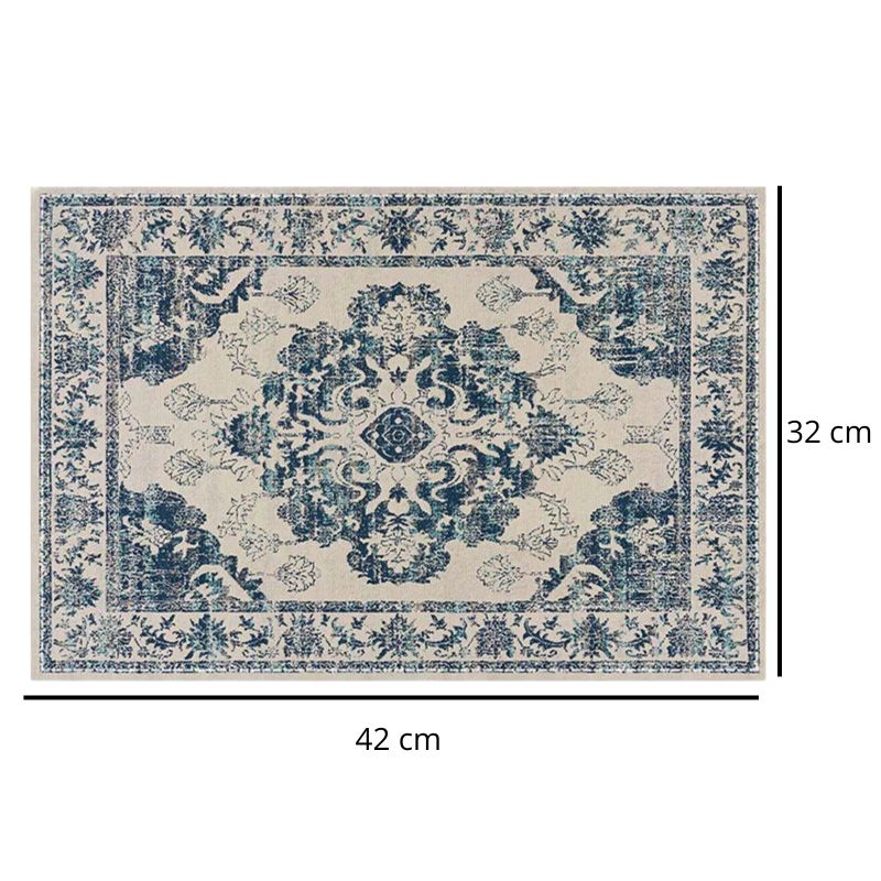 Set De Table En Lin Bleu Avec Motif Oriental Élégant Et Raffiné Lot de 4