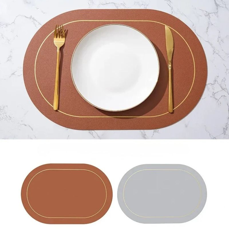 Set De Table Ovale En Cuir Style Nordique Résistant