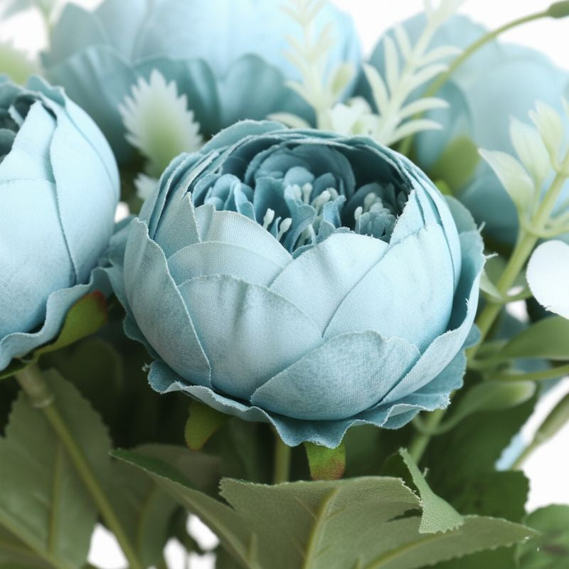 Fleur Artificielle Bleu Roses En Bouquet Texturé