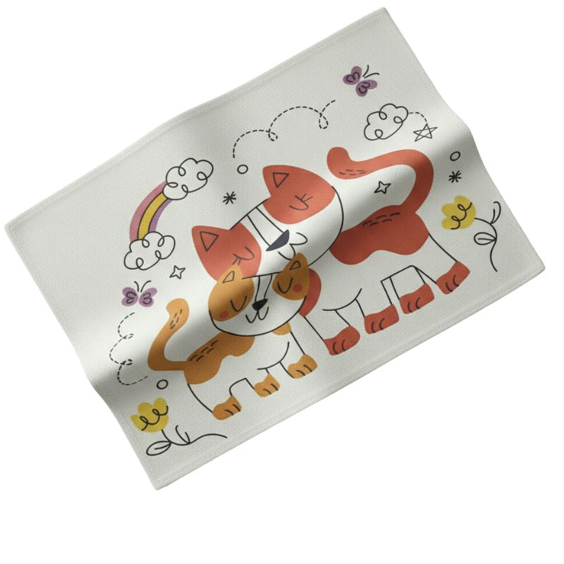 Set De Table en Lin Enfant Motif Chats Mignons