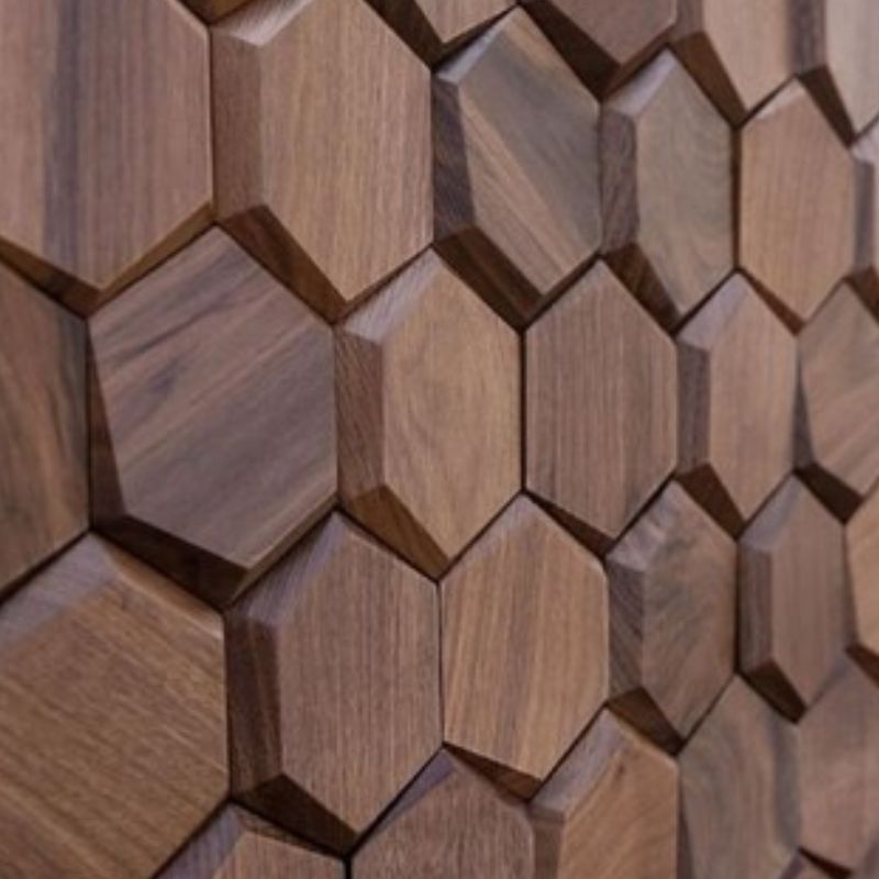 Panneau Mural Bois Hexagonal Avec Design 3D