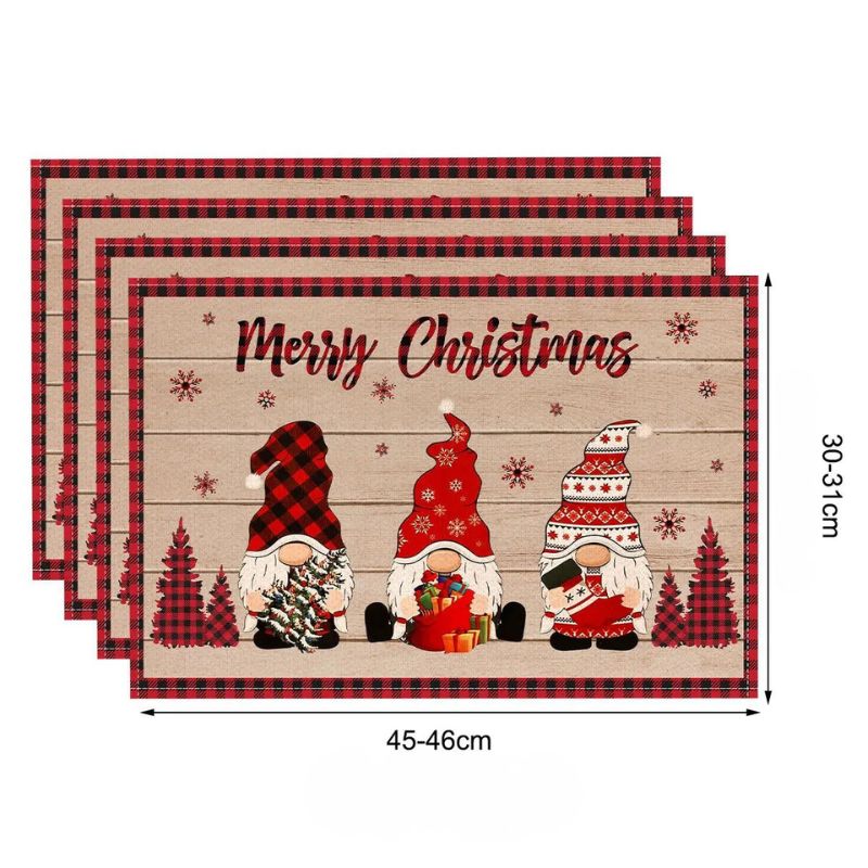 Set De Table En Lin De Noël Imprimé Merry Christmas Festif