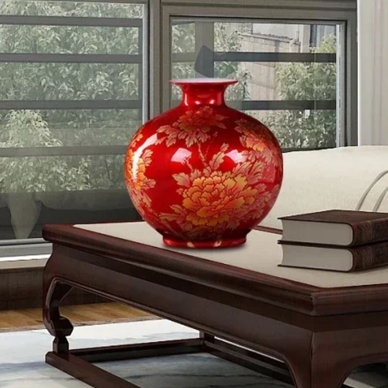 Vase Chinois Impérial Rouge
