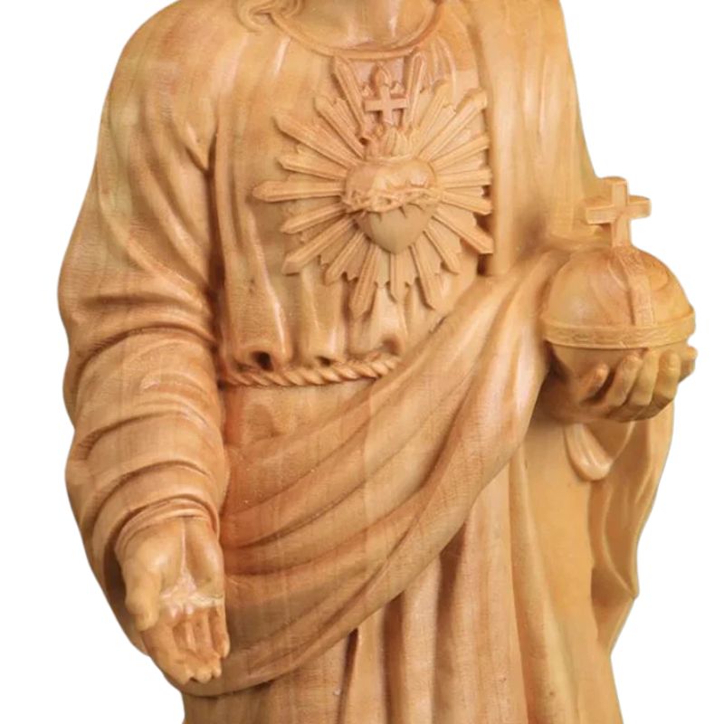 Statuette En Ivoire Jésus Christ Avec Sacré Cœur Sculpté