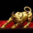Sculpture Métal Taureau Doré Décoratif
