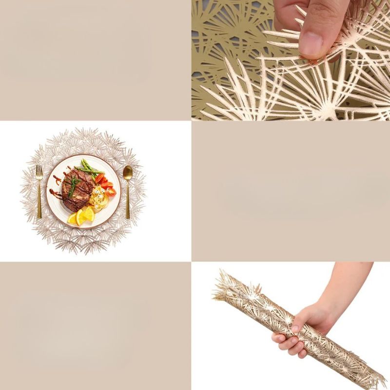 Set De Table Vinyle Feuille Brillante Et Lavable 4 Pièces