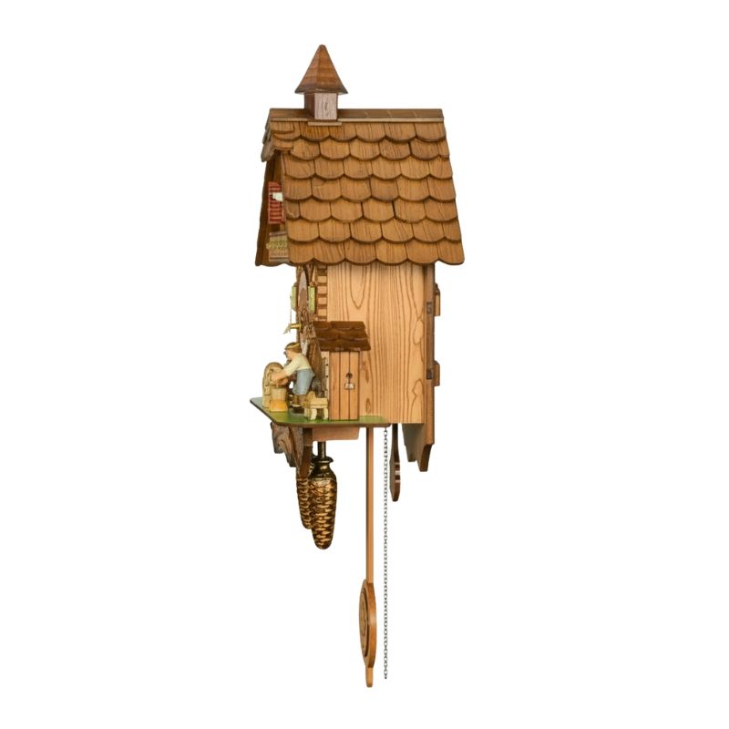 Horloge Coucou En Bois Sculpté Avec Décor Village