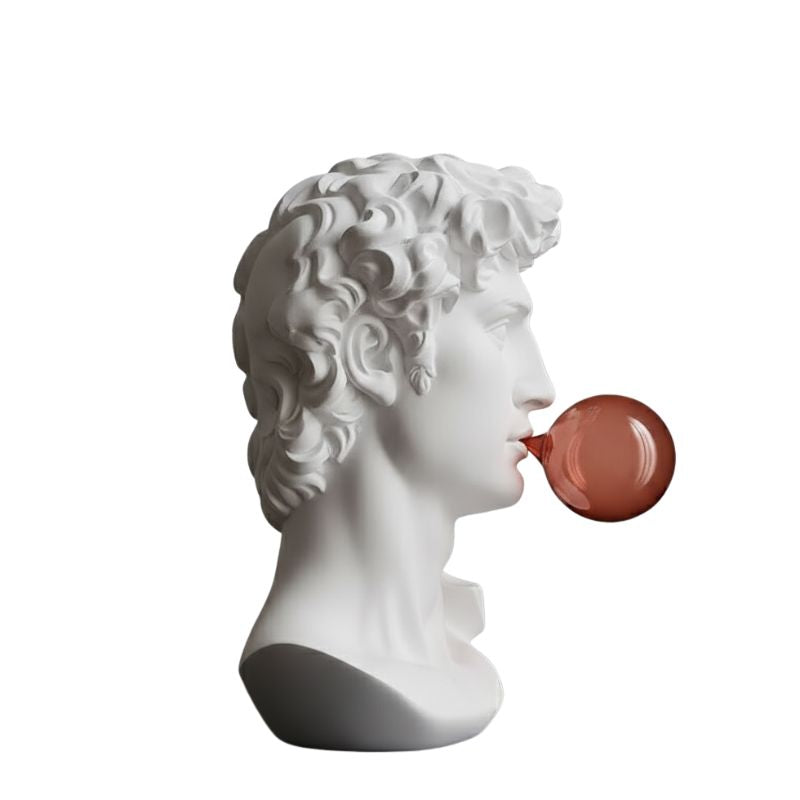 Sculpture David Moderne Avec Sphère Rouge Artistique