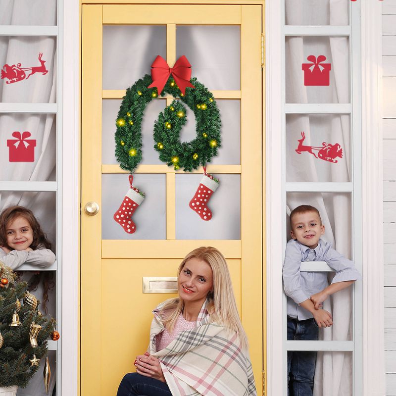 Guirlandes Pour Arbres De Noël Lumineuses Avec Feuillage Vert Réaliste