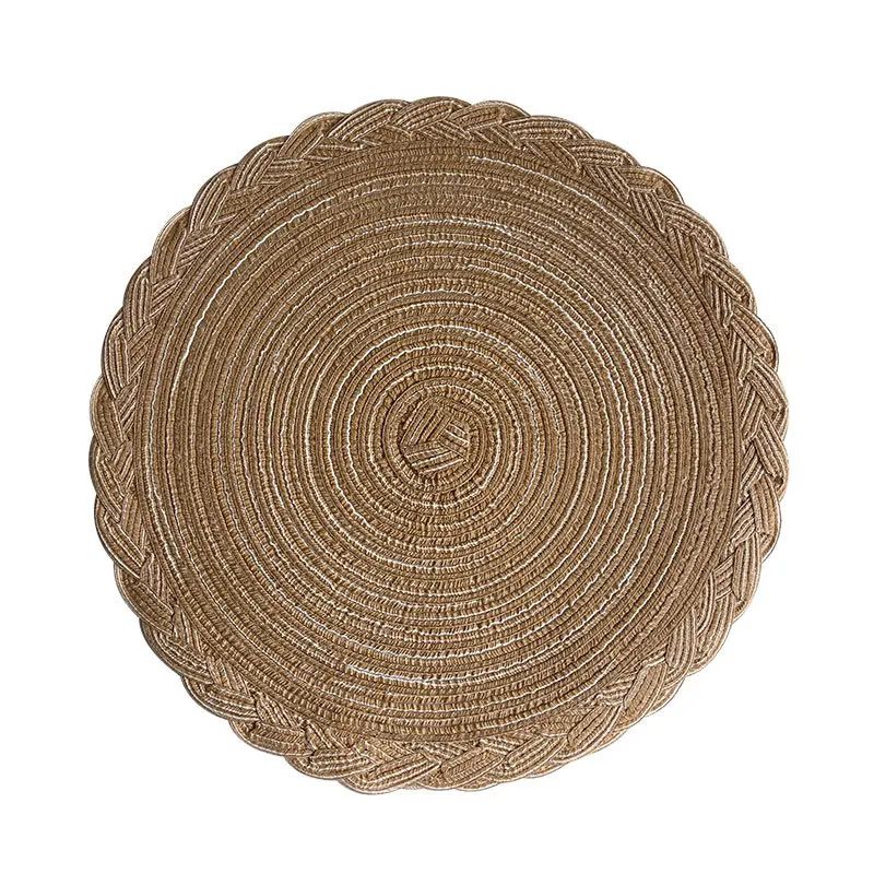 Set De Table Vinyle Rond Tissé Naturel Et Lavable