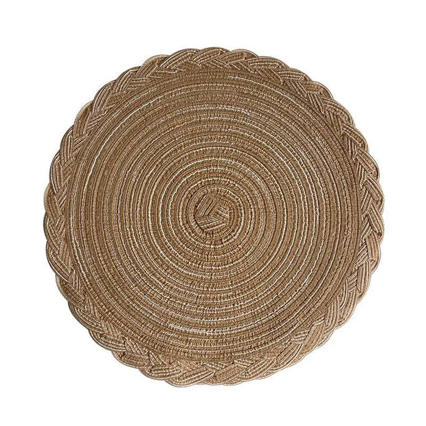 Set De Table Vinyle Rond Tissé Naturel Et Lavable