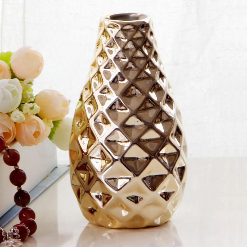 Vase en Céramique Doré pour Fleurs