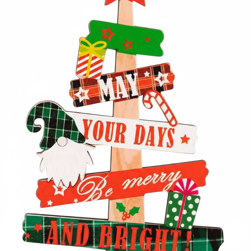 Sapin En Bois Décoratif Avec Texte Joyeux