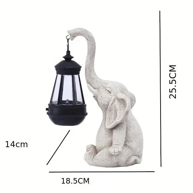 Sculpture Éléphant Décorative Avec Lanterne Solaire