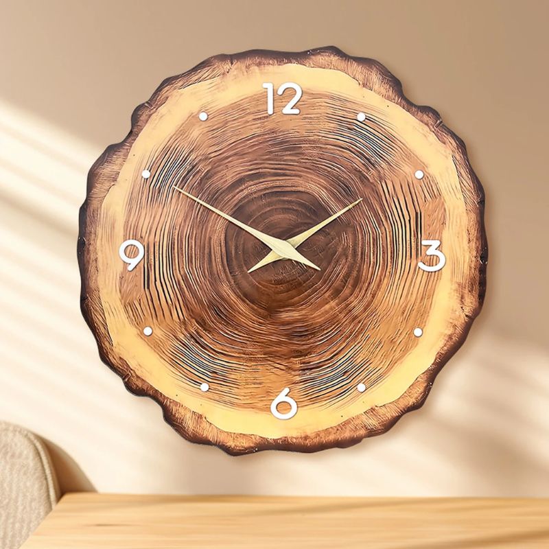 Horloge En Bois Murale Avec Effet Tranche De Bois Naturel
