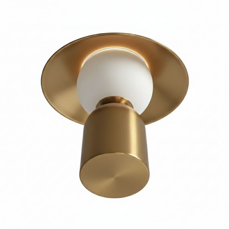 Lampe De Table En Verre Sphérique Avec Chapeau Métal