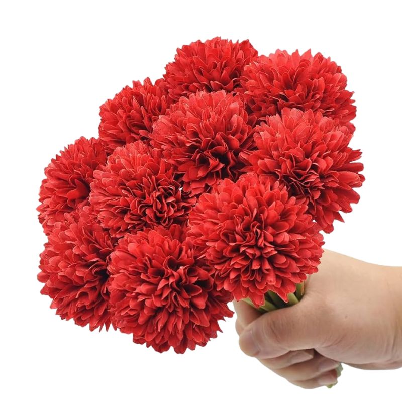Fleur Artificielle Rouge Avec Pompon