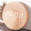 Horloge Murale Numérique LED Effet Bois