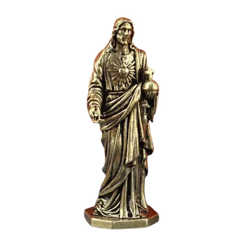Sculpture Métal Jésus Sacré Cœur Décorative