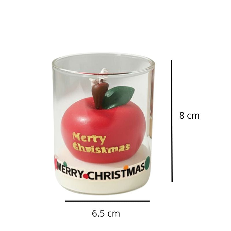 Décoration de Noël Bougie Parfumée Pomme Rouge en Verre