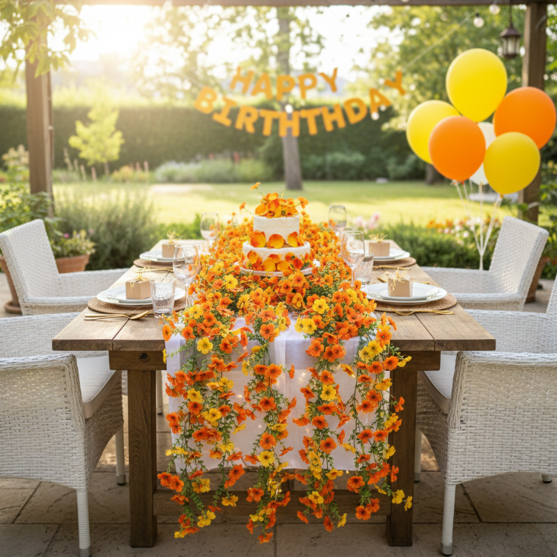 Guirlande De Fleurs Artificielles En Décoration Avec Effet Cascade
