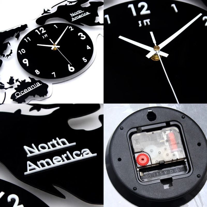 Horloge Murale Avec Carte Du Monde 3D