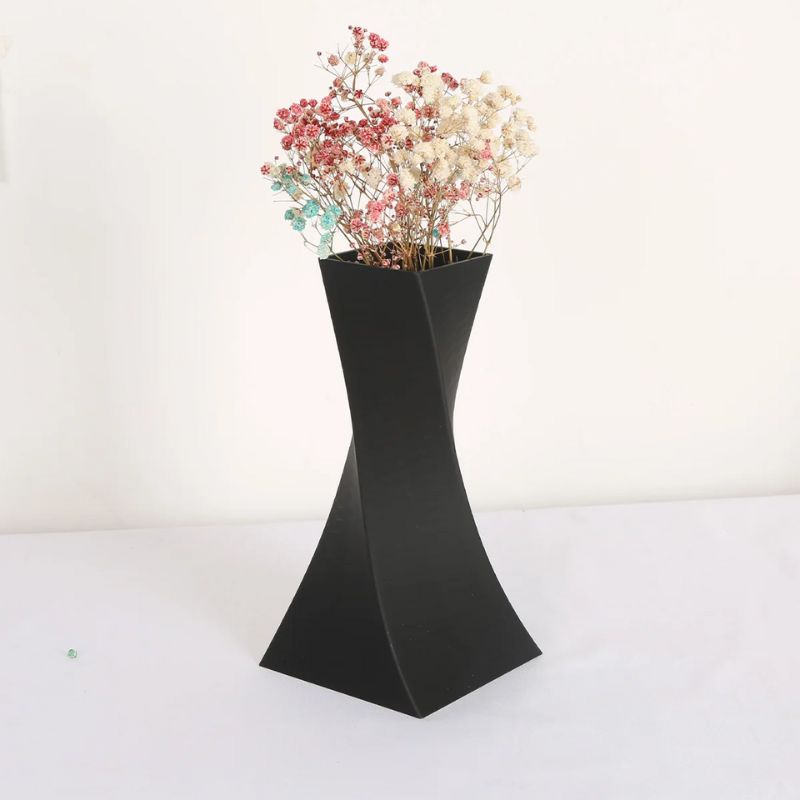 Vase Géométrique Noir 3D