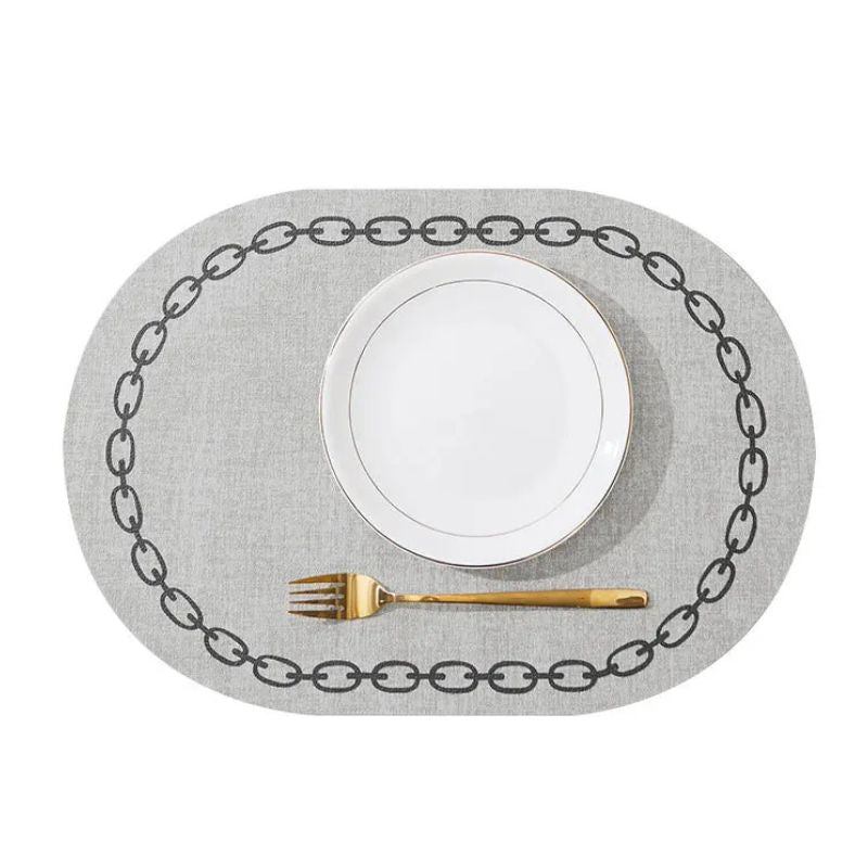 Set De Table Cuir Forme Ovale Lavable Avec Motif Chaîne