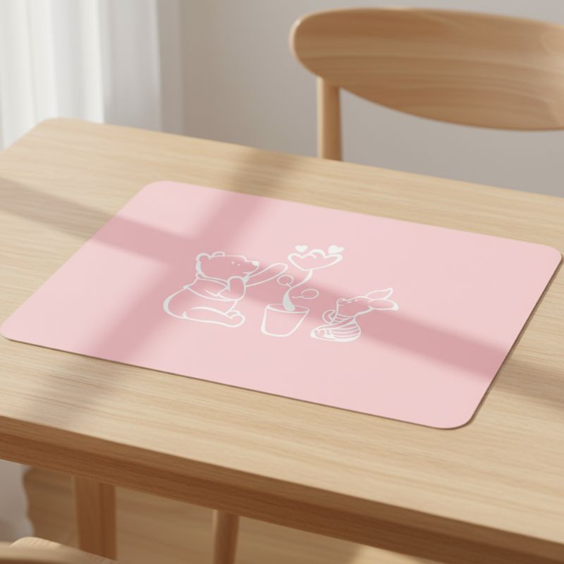 Set De Table Silicone Rose Avec Motif Mignon Et Doux