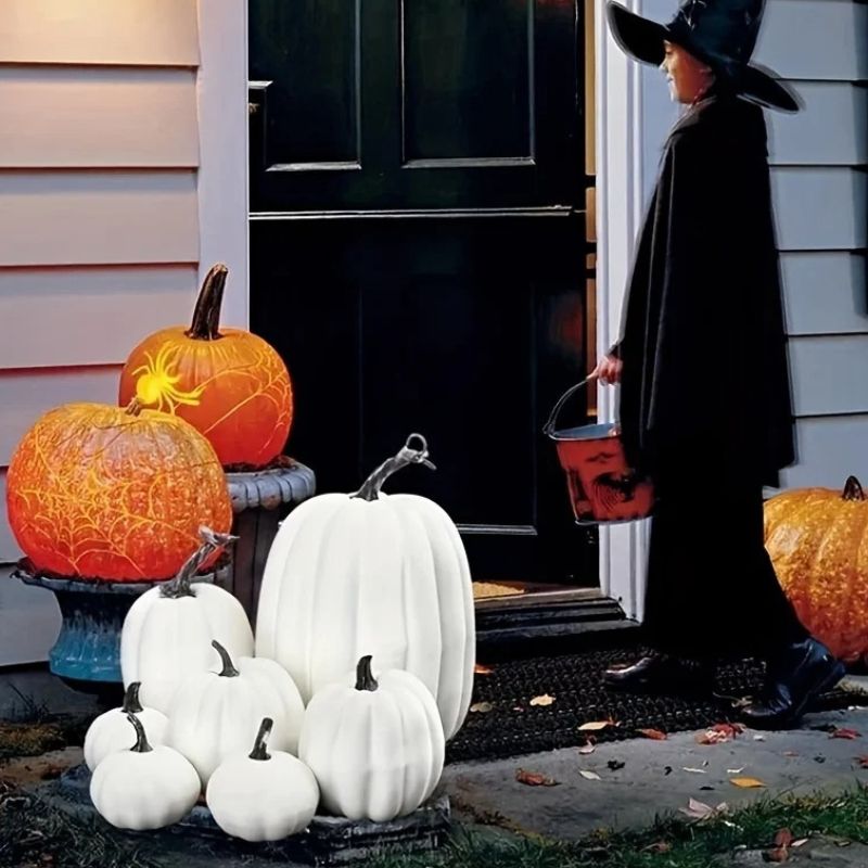 Décorations Halloween Ensemble de Citrouilles Artificielles Lot de 7