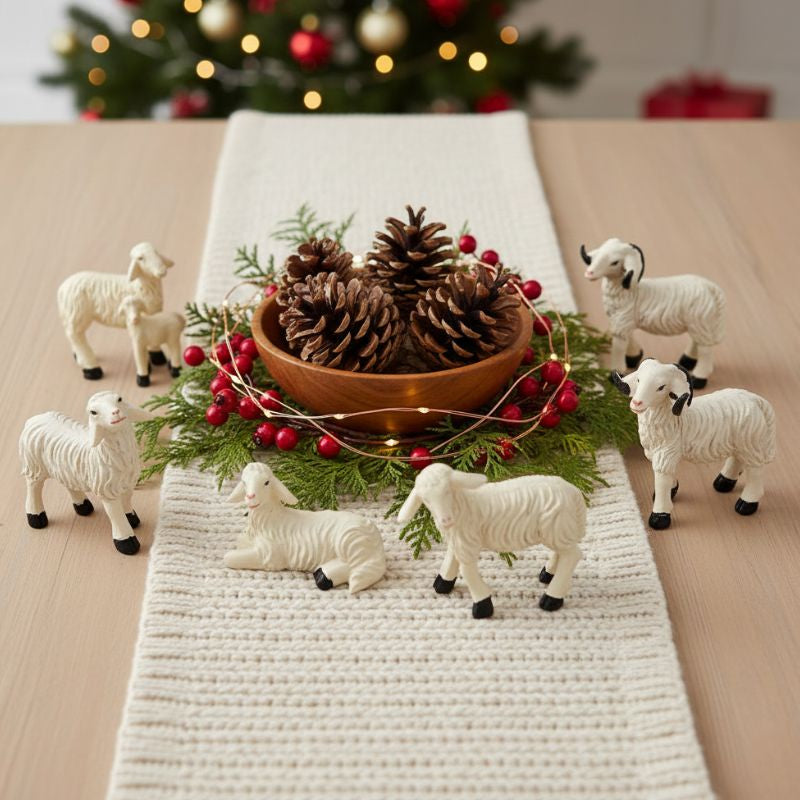 Décoration de Noël Figurines de Moutons Miniatures