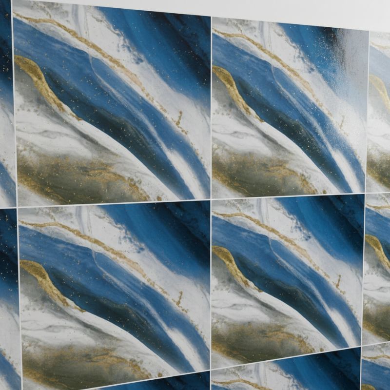 Panneau Mural Salle De Bain Imperméable Avec Finition Marbre Bleu