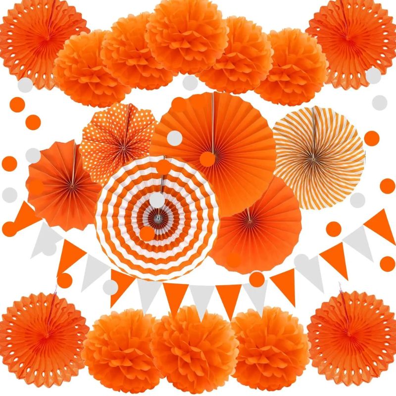 Accessoires Guinguette Avec Pompons Et Rosaces En Papier