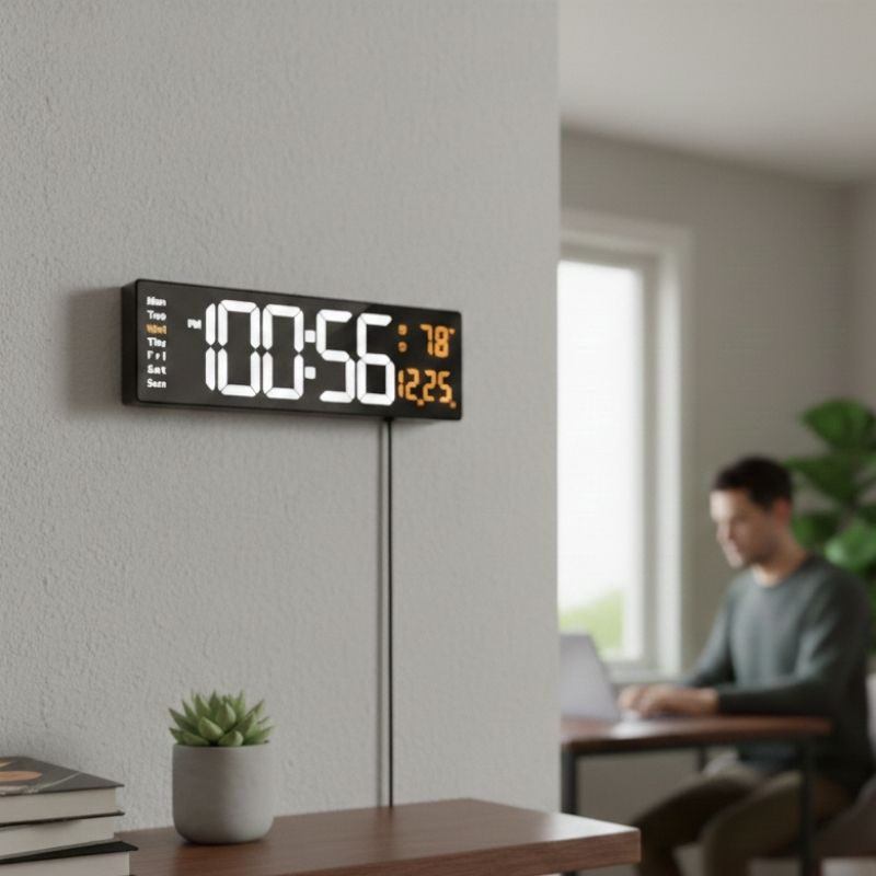 Grande Horloge Murale Numérique LED Avec Télécommande