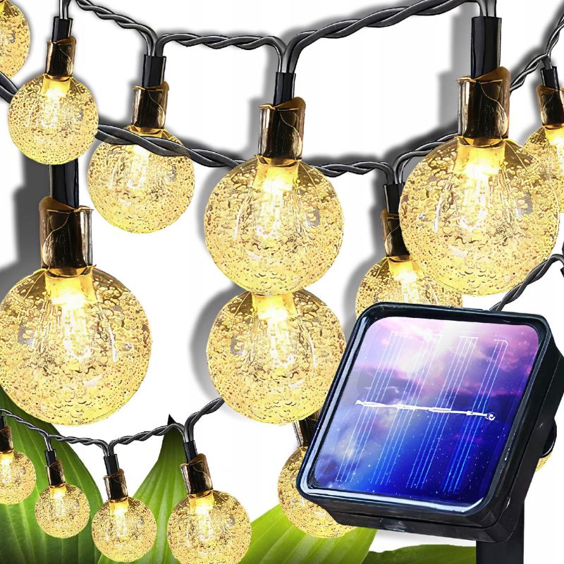 Guirlandes Guinguette Blanc Chaud Solaires Cristal LED