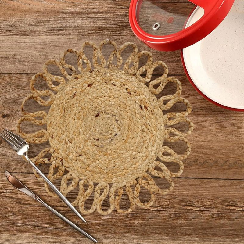 Set De Table En Osier Naturel Avec Design Original Et Raffiné 4 Pièces