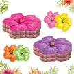 Set De Table Jetable Hawaïen Avec Fleurs D’Hibiscus Lot de 24 Pièces