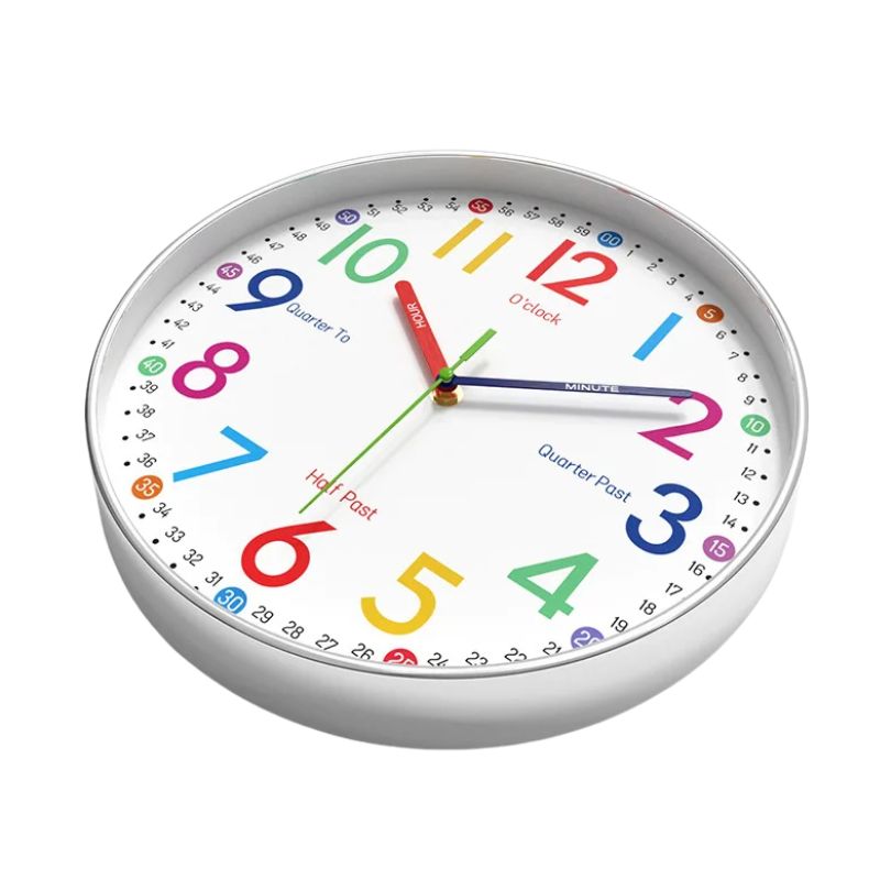 Horloge Murale Éducative Avec Chiffres Colorés