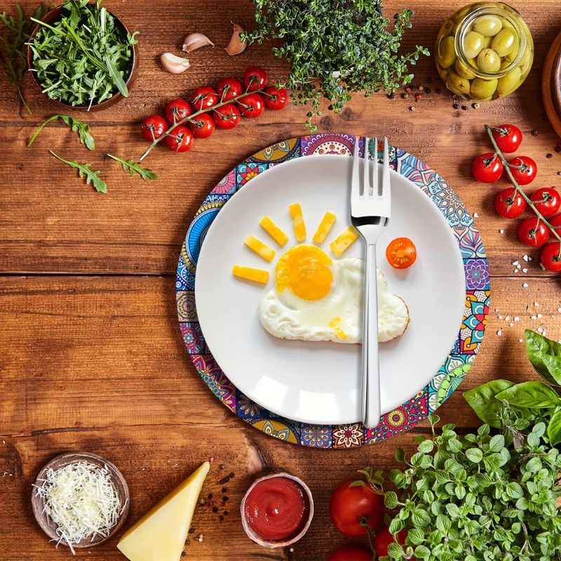 Set De Table Bois Mandala Style Bohème Chic Lot de 4 Pièces