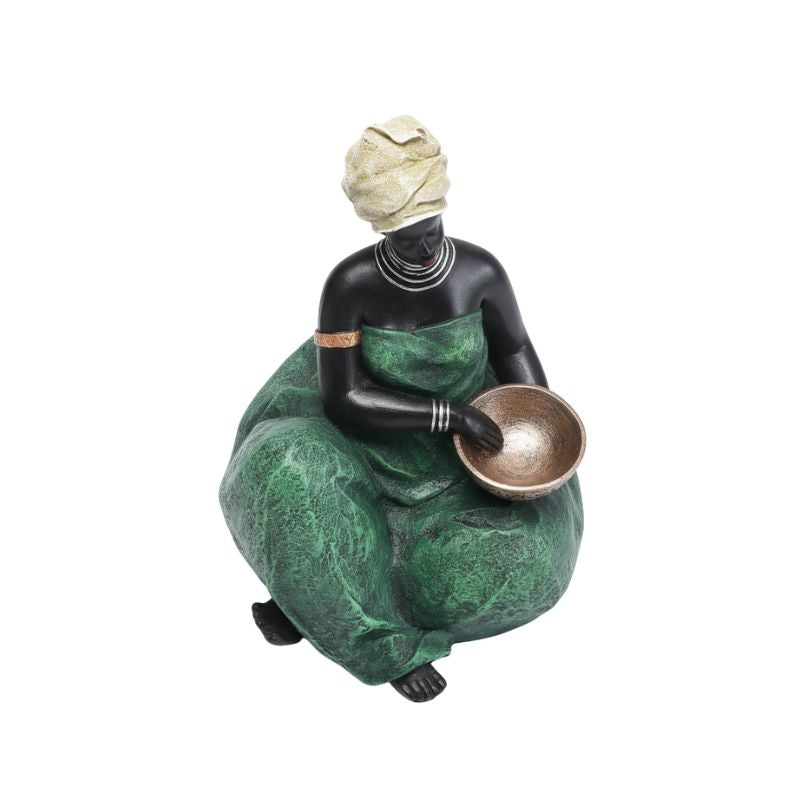 Sculpture Femme Assise En Décoration Ethnique